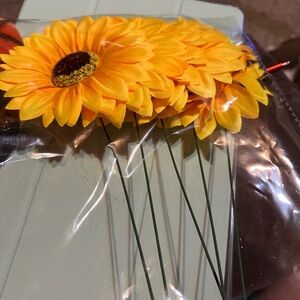 Bright Yellow Artificial Sunflower Stems